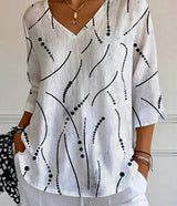 New 3D Printed Women's European And American Fashion Floral V-neck Shirt Top