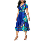 African Batik Double-sided Printed Short-sleeved Women's Cotton Dress