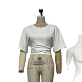 Design Sense Round Neck Pullover Short Sleeve T-shirt Women's Simple All-match Solid Color