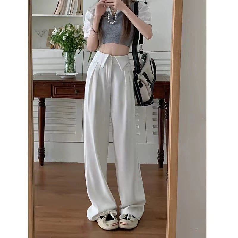 High-end Design Waist Flanging Suit Pants For Women