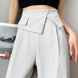 Summer Thin Design Sense High Waist Drooping Chiffon Wide Leg Loose Straight Casual Pants