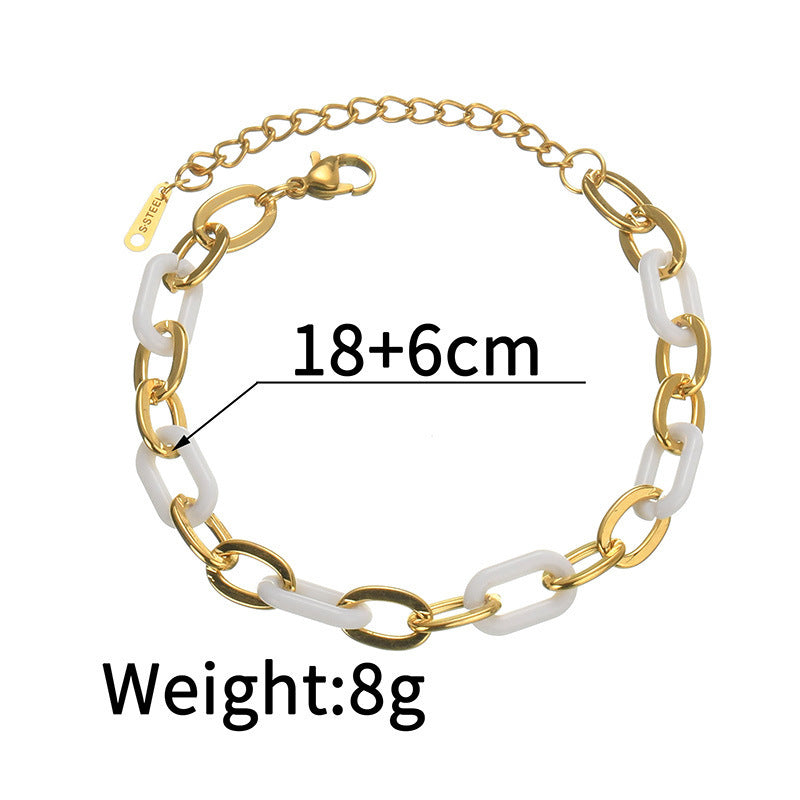 All-match Stainless Steel Resin Bracelet Women