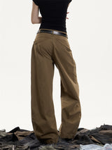 Retro Washed Deconstruction Machete Overalls Women's Loose Straight All-matching Wide Leg