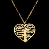 Women's Necklace Name Custom Hollow Heart English Letter Lucky Tree Titanium Steel Pendant Ornaments