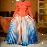 Fashionable Elegant Off-shoulder Top Long Dress African Suit