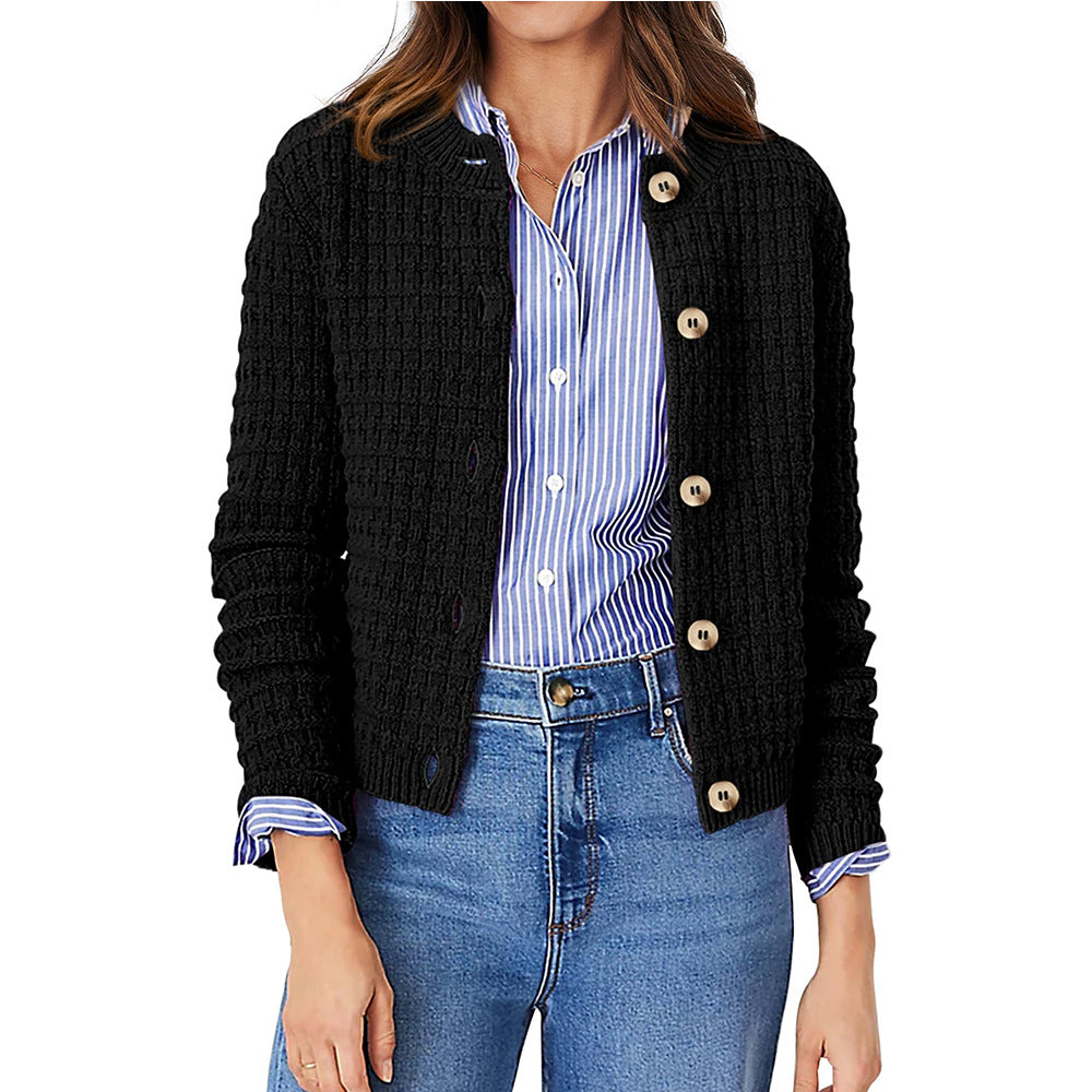 Women's Solid Color Commute Knitted Cardigan Casual Sweater Coat