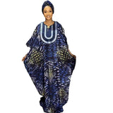 African Embroidered Printed Loose Robe With Headscarf