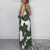 Casual Loose-fitting Women's V-neck Print Dress