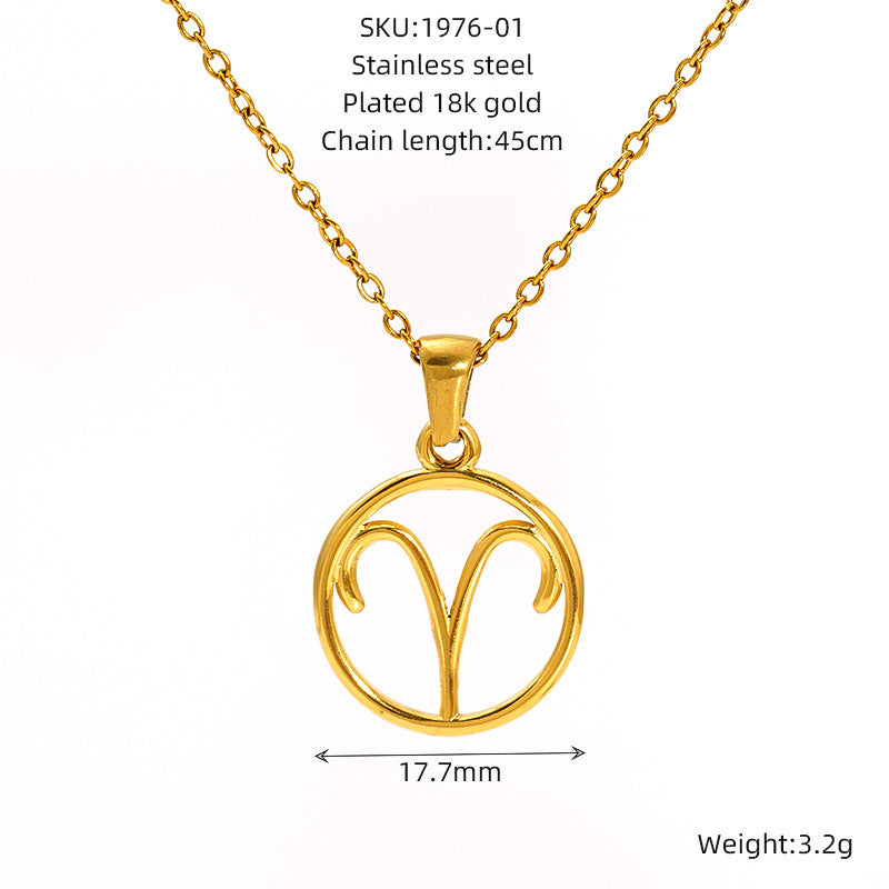 Fashion Titanium Steel Necklace Twelve Constellation