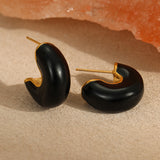 European, American And French Style Maillard Titanium Steel Earrings Minimalist Commuter