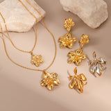 European And American Dignified Flowers Necklace Titanium Steel Earrings Open Ring