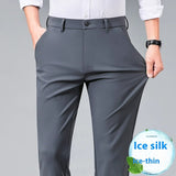 Summer Ice Silk Thin Non-ironing Men's Business Casual Pants