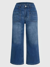 New Women’s Straight Leg Wide Leg Jeans, Slim Fit, Built-in Zipper, Designed Pocket, Suitable For Students, Work, And All Season Wear