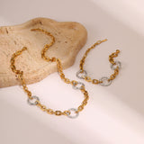 European And American Fashion Gold And Silver Color Matching Stainless Steel Necklace Bracelet High Sense Titanium Steel No Fading