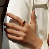 Contrast Color Fashion Exquisite Full Diamond Color Open-end Zircon Ring