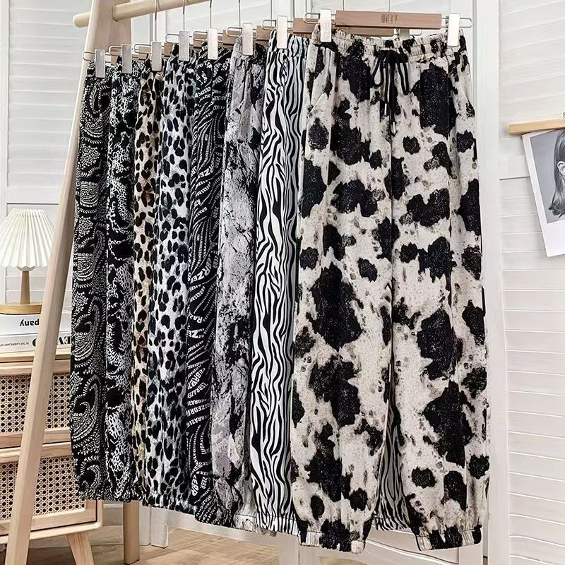 Tie-dyed Ink Painting Thin Ice Silk Leisure Sports Jogger Pants