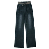 Plus Size High Waist Straight Drooping Pants Jeans Mop Pants Bell-bottom Pants