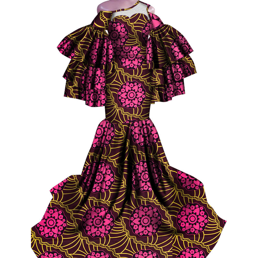 African Print Traditional Fishtail Dress Floor-length Dress