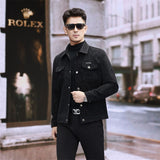 Suede Leather Jacket Men's Slim-fit High-grade Pu Handsome Retro Biker's