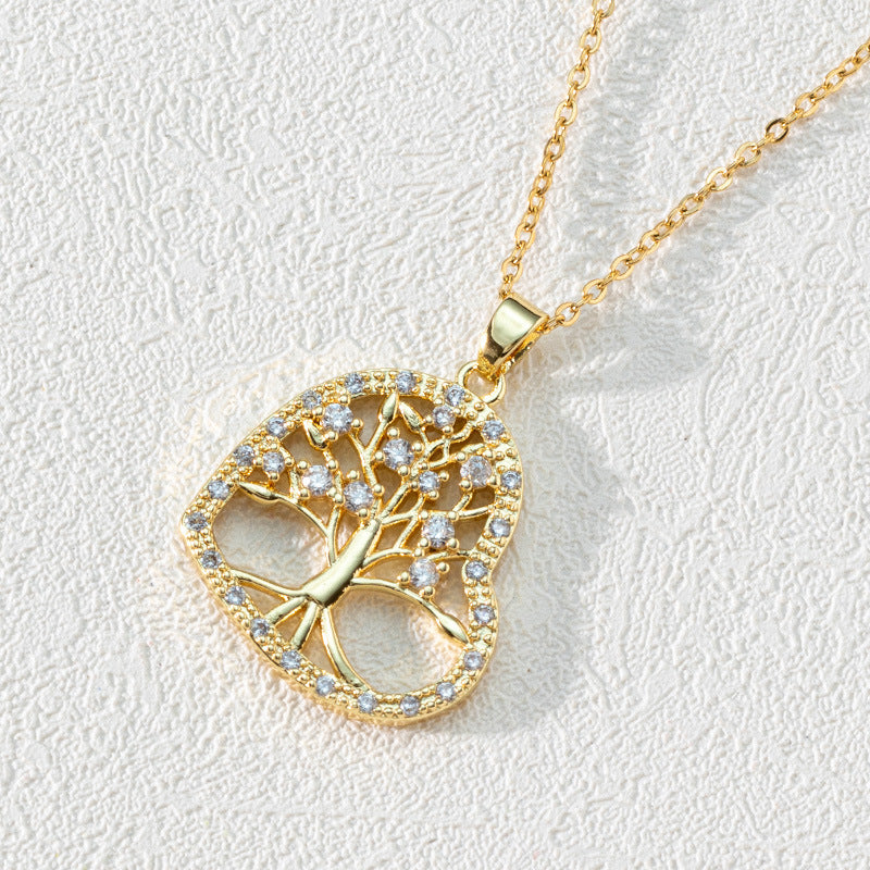 Popular Round Hollow Tree Of Life Pendant Necklace