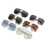 Fashion Square Metal Double Beam Sun Glasses