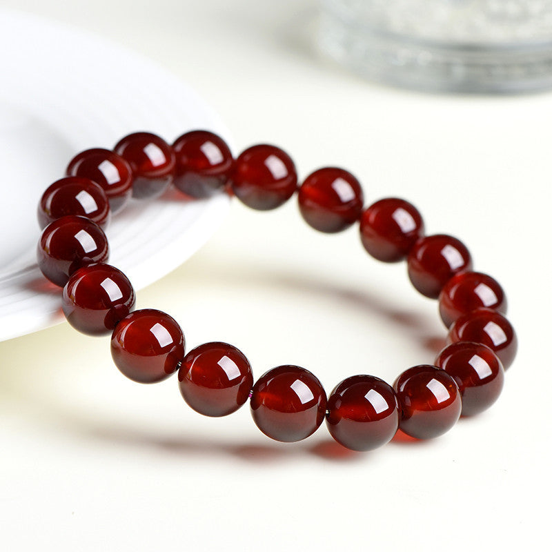 Natural Orange Red Garnet Ball Bracelet