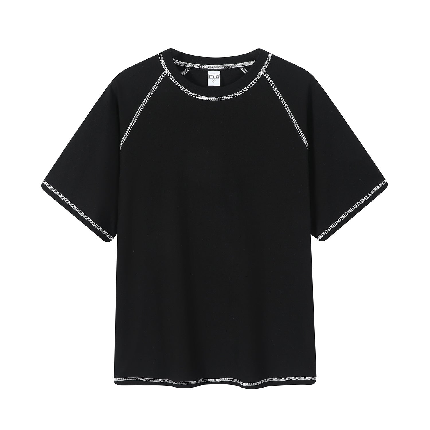 Raglan Topstitching Design Round Neck Short Sleeve T-shirt For Men