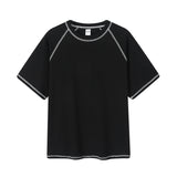 Raglan Topstitching Design Round Neck Short Sleeve T-shirt For Men