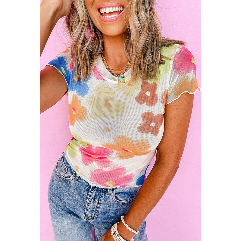 European And American Fashion Slim Thin Breathable Three-quarter Sleeve Top