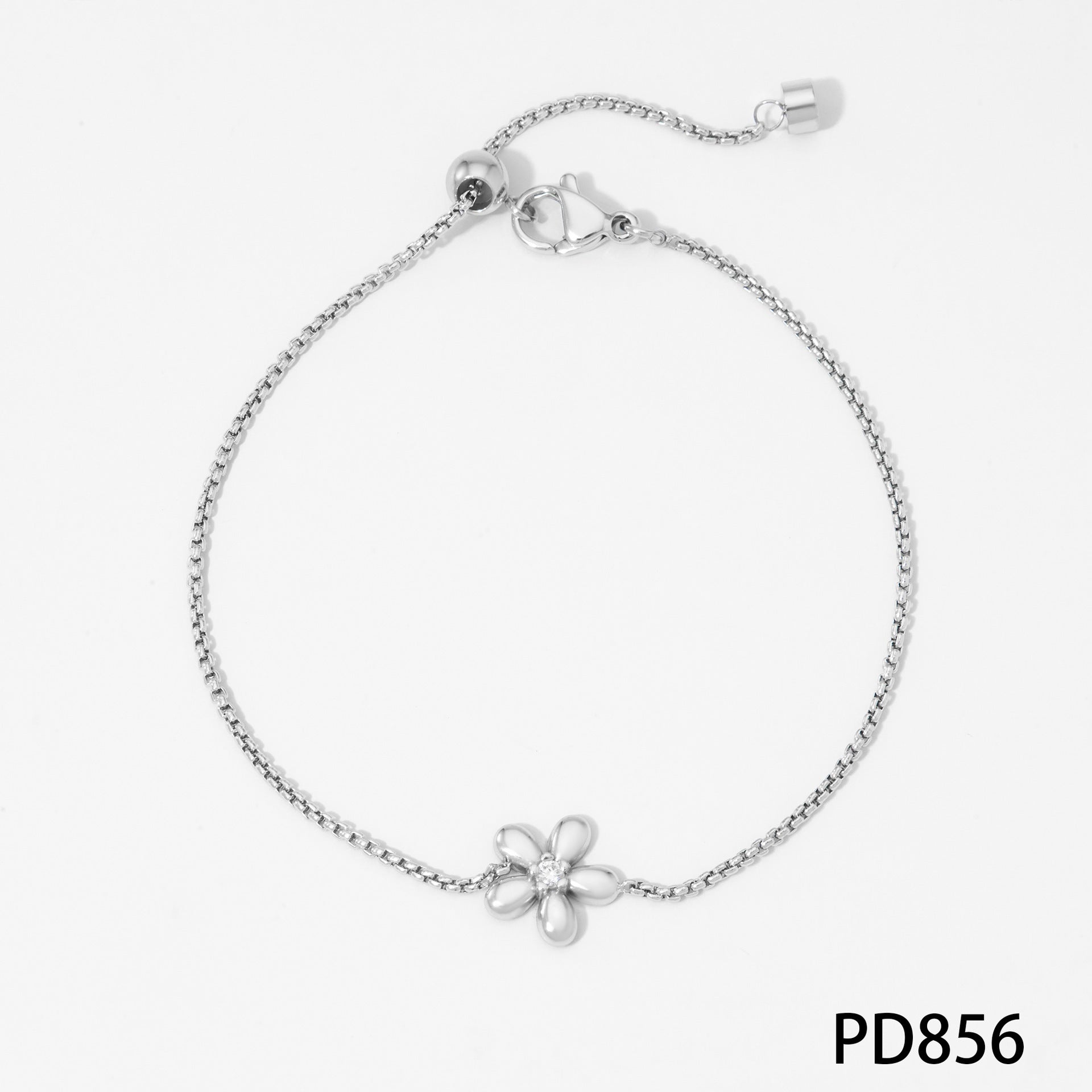 New Stainless Steel Flower Bracelet Necklace And Earring Suit Simple Fashion