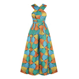 Explosive Windmill Digital Printing African Style DIY Strappy Jumpsuit