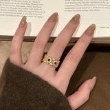 French Retro Rose Window Ring For Women