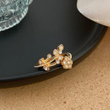 Full Diamond Flower Leaves Female Niche Open Ring