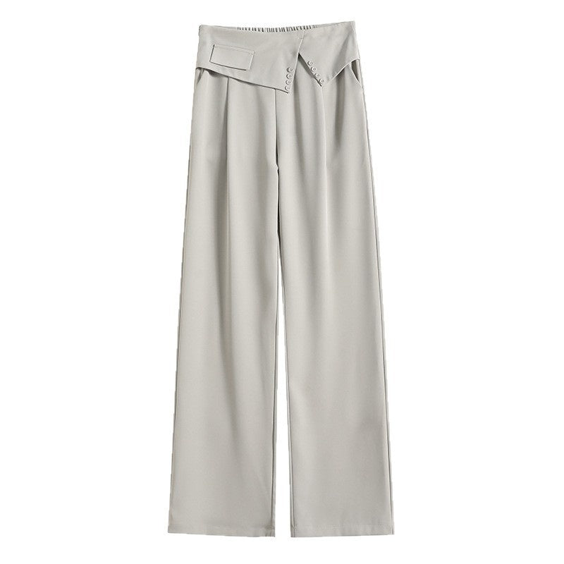 Summer Thin Design Sense High Waist Drooping Chiffon Wide Leg Loose Straight Casual Pants