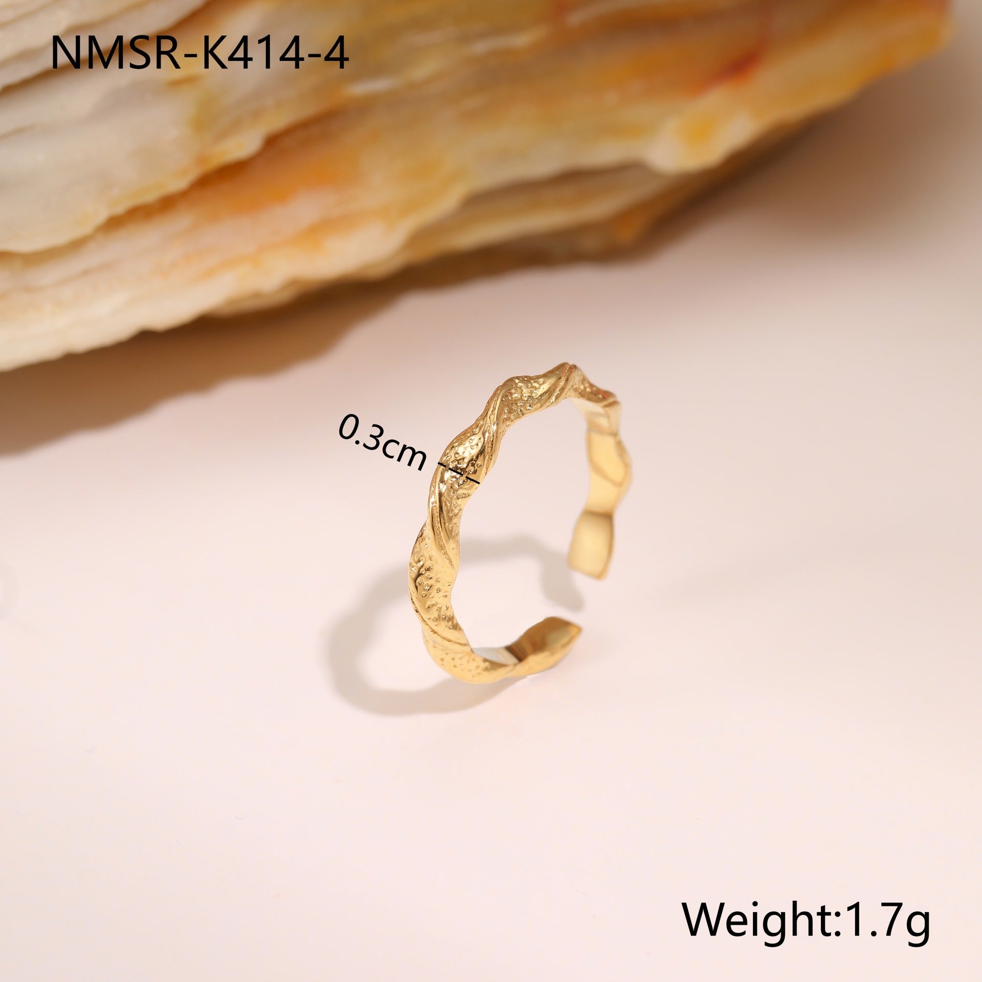 European And American Design Geometric Hammer Pattern Niche Temperament Open Ring