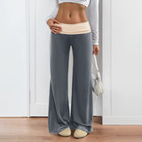 Women's Low Waist Color Matching Casual Sports Wide-leg Pants