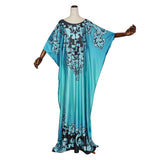 African Plus Size Women's Printed Pattern Bat Sleeve Dress