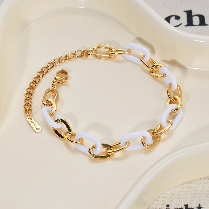 All-match Stainless Steel Resin Bracelet Women