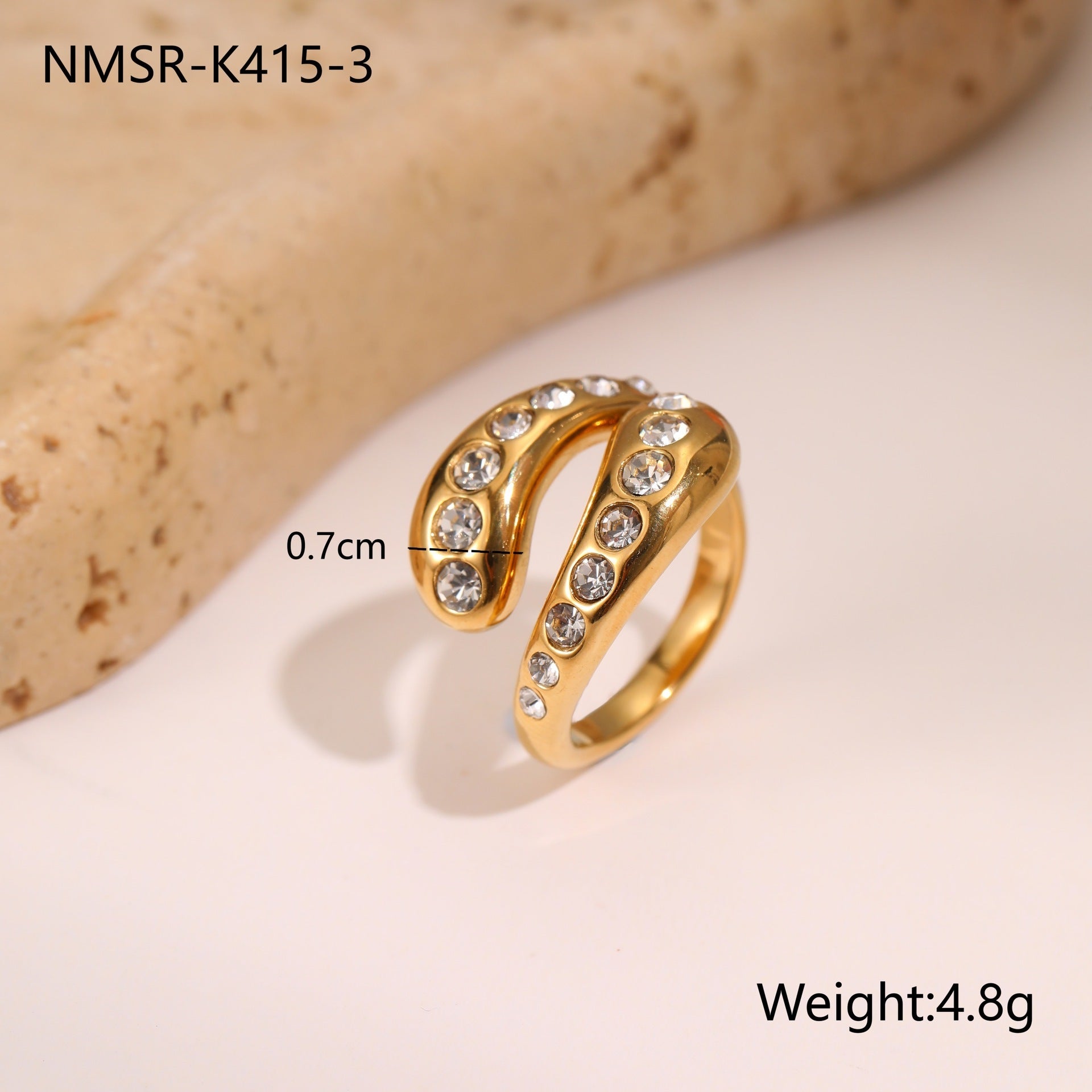 European And American Design Geometric Hammer Pattern Niche Temperament Open Ring