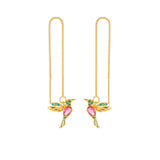 Fashion Jewelry New Unique Little Bird Drop Long Hanging Hummingbird Earrings For Women Elegant Girl Tassel Crystal Pendant Earring Jewelry