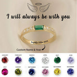 Diamond-encrusted Rectangular Birthstones Ring Birthstone Lettering In December