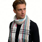 2pcs Colorful Striped Square Scarf With Fringes,Luxe Look For Evening Wear,Scarf,vacation,daily Life,evening Party,Office Appropriate Subtlety For Women Men