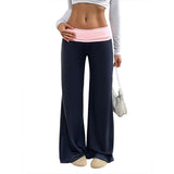 Women's Low Waist Color Matching Casual Sports Wide-leg Pants
