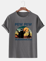 Loose Men's Clothing Cat T-shirt Top