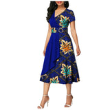 African Batik Double-sided Printed Short-sleeved Women's Cotton Dress