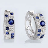 Korean Style Blue White Earrings Round Micro Inlaid Zircon Exquisite Ear Clip