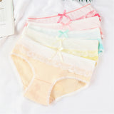 Candy Color Cotton Ladies Cute Bow Panties