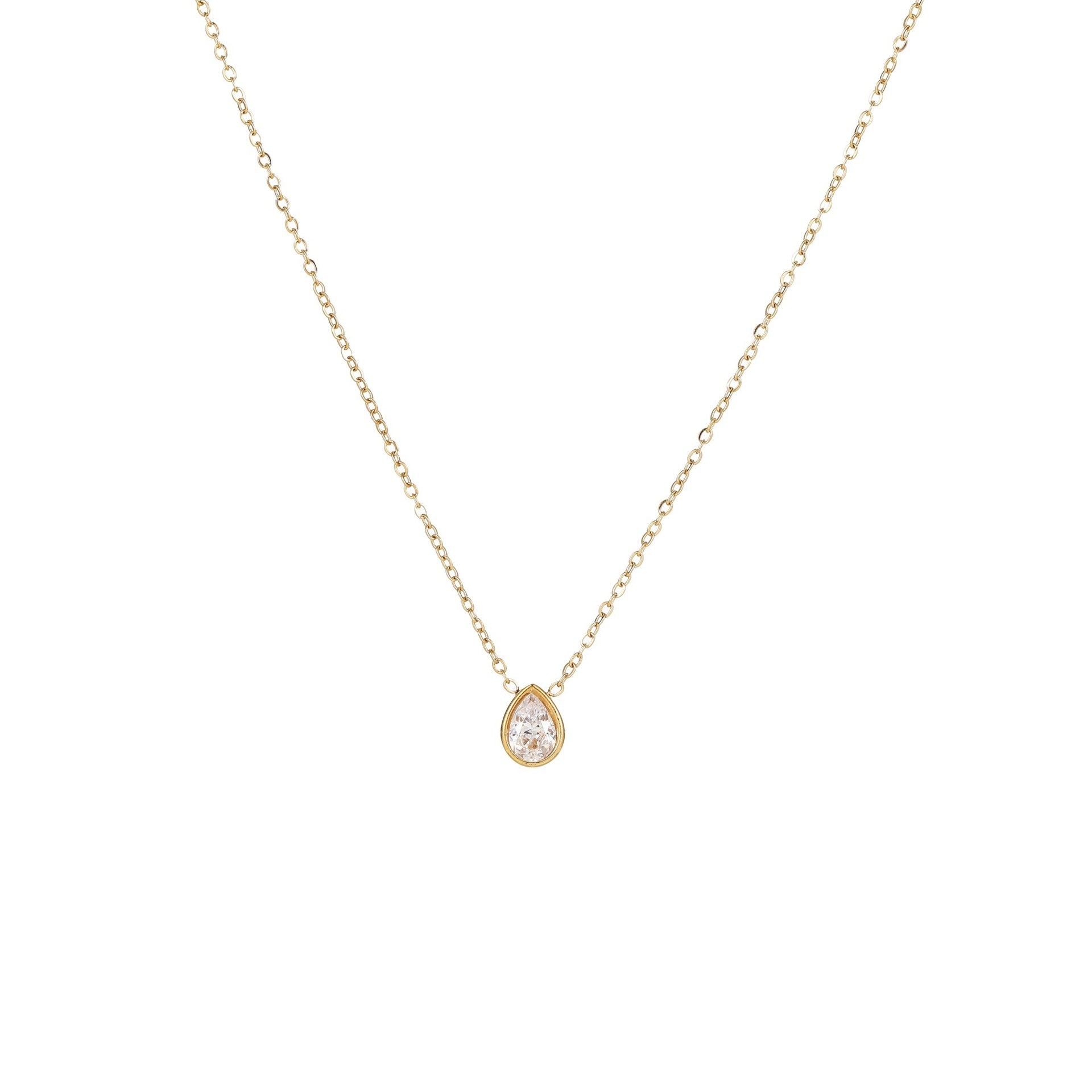 European And American Stainless Steel Necklace Gold-plated Inlaid Zircon High Sense