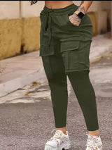 European And American Solid Pocket Ankle Banded Working Pants