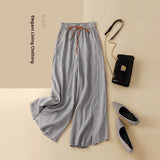 Elastic Waist Versatile Loose Artistic Cotton Linen Wide Leg Pants